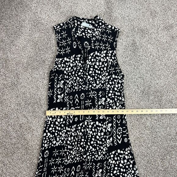 Buster N Bogi Dress 0X Black White Batik Button Front Sleeveless Flowy Floral - Picture 14 of 15